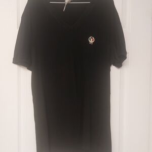 Dolce & Gabbana Black V‑Neck Tee with Tricolor Crest